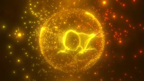Abstract round yellow orange sphere light bright glowing from energy rays a.. 스톡 일러스트