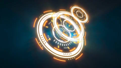 Abstract round yellow ring of lines HUD elements circles energy futuristic .. Stock Footage 233837232