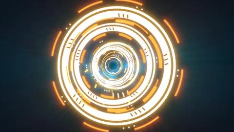 Abstract round yellow ring of lines HUD elements circles energy futuristic .. Illustrazione stock