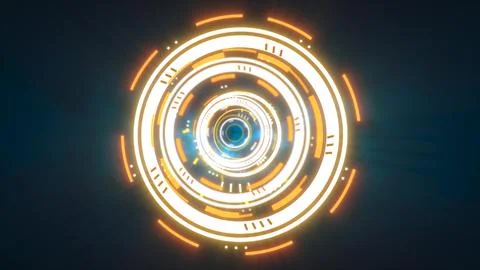 Abstract round yellow ring of lines HUD elements circles energy futuristic .. Stockillustratie