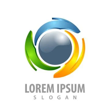 Abstract rounded 3D logo concept design. Symbol graphic template element vect Stock Illustration