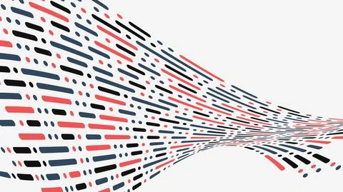 Abstract rounded dots lines elements pattern distorted retro color on white b Illustrazione stock