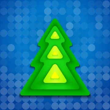 Abstract rounded green christmas tree on blue Stock Illustration