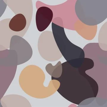 Abstract rounded liquid shapes on grey-blue background seamless pattern. Endl イラスト素材