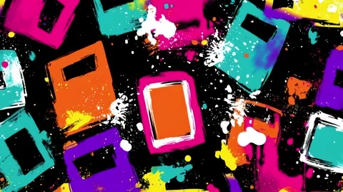 Abstract Rounded Rectangle Background With Colorful Frames on Black Stockbeeldmateriaal 315511986