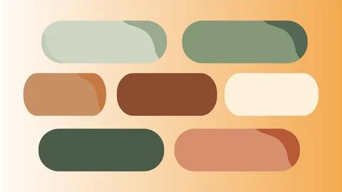 Abstract rounded rectangle shapes in earthy muted colors on gradient backgrou Illustrazione stock