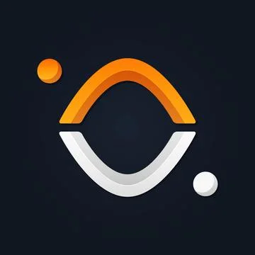 Abstract rounded rhombus with circles vector logo Stock Illustration