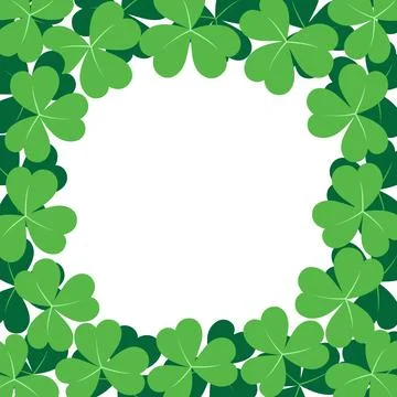 Abstract rounded shamrock frame border in trendy green. Design concept for St Illustrazione stock