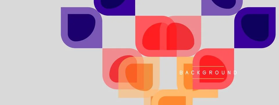 Abstract rounded shapes overlap, creating vibrant color blocks. Light gray Stock Illustration