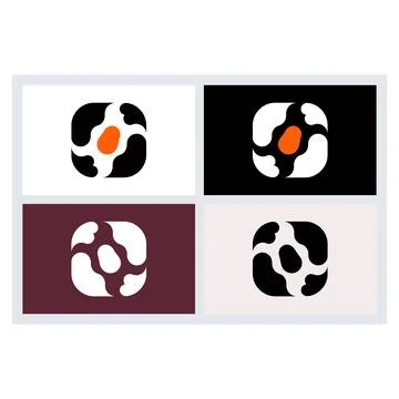 Abstract Rounded Square Logo Icon Vector Set Stock Illustration