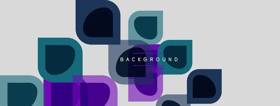 Abstract rounded squares overlap, creating layered visual effect. Colors in.. Illustrazione stock
