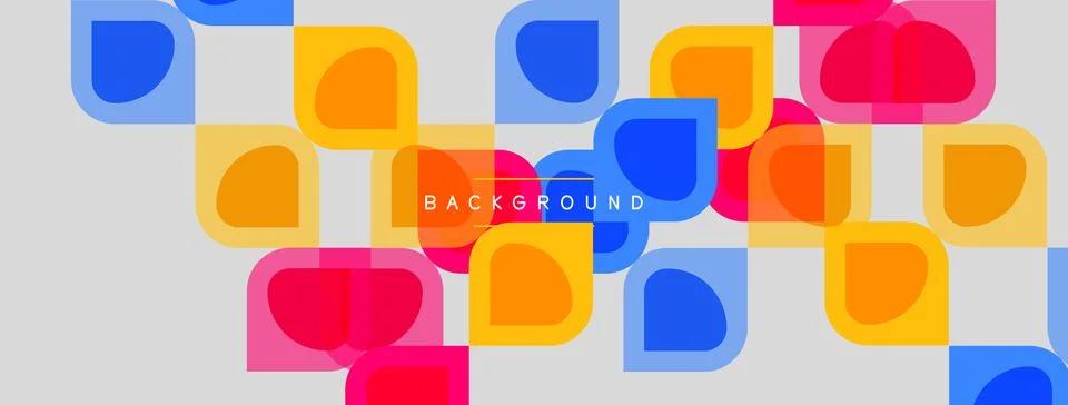 Abstract rounded squares overlap, creating vibrant colorful background. Light Illustrazione stock