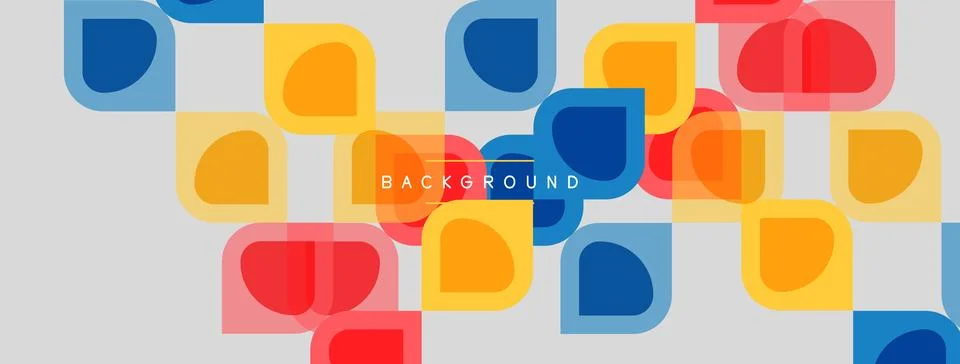 Abstract rounded squares overlap, creating colorful background. Simple design Stock Illustration