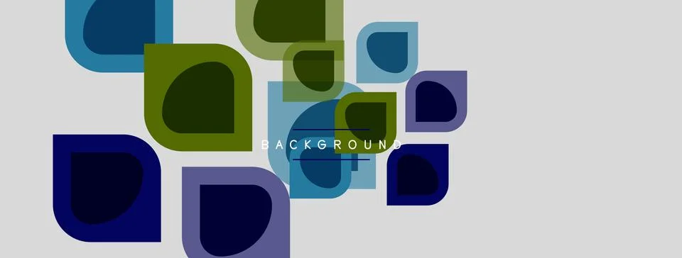 Abstract rounded squares overlap, creating layered visual effect. Blue, green Stock-Illustration