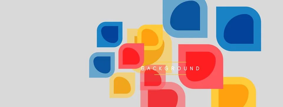 Abstract rounded squares overlap, creating vibrant colorful background. Text Stock Illustration