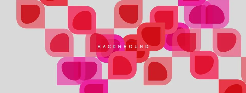Abstract rounded squares, pinks, reds dominate. White background provides 库存插图