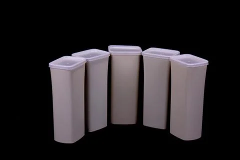 Abstract Of Row Of Plastic Containers Stock Photos