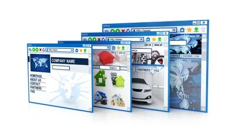 Abstract row web site. 3d illustration Stock-Illustration