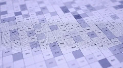 Abstract rows of white and blue squares with changing numbers, seamless loop Illustrazione stock