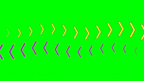 Abstract rows of yellow and purple chevrons on a vibrant green background Stock Footage 340266886