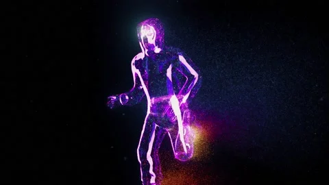 Abstract Running Man With Particles Stock Footage 145274551