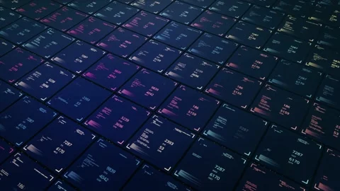 Abstract running numbers and graphics on digital computer monitor. Animation Stock Footage 145669020