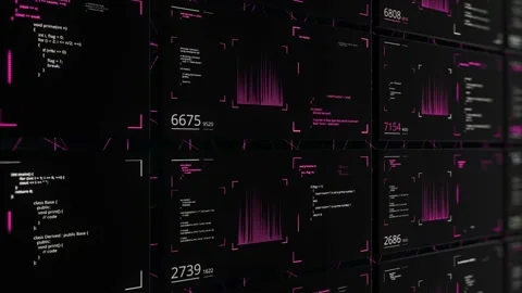 Abstract running numbers and graphics on digital computer monitor. Animation Video stock 145705372