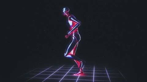 Abstract Running Retro Robot Stock-Footage 145349086