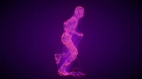 Abstract running wire man in modern style. 3d render loop animation. 4K, UHD Video stock 138991234