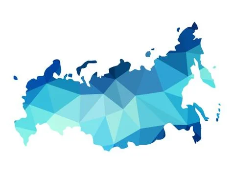 Abstract Russia map consists of polygon of different shades of b Stock Illustration