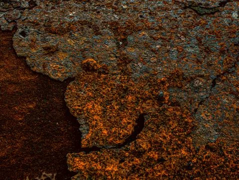 Abstract Rust Texture with Dark Cracked Crater Pattern Metal Surface Stock Photos