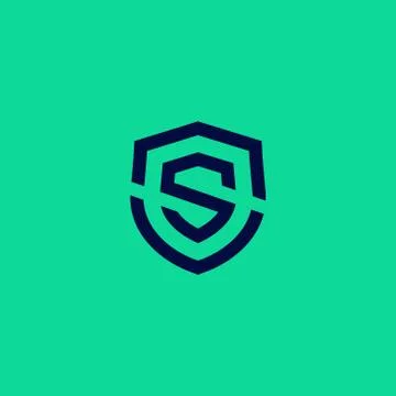 Abstract s shield logo . letter s in the shield with clean outline or monolin Stock Illustration