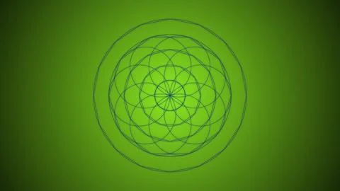 Abstract Sacred Geometry Mandala with Blue Linear Pattern on Elegant Green .. Stock Illustration
