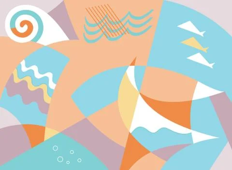 Abstract sailing in a sea Stock Illustration