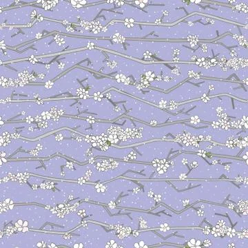 Abstract sakura seamless pattern. Floral branch with flowers Stock Illustration
