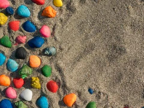 Abstract with sand and shells Stock Photos