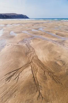 Abstract sand pattern on the beach of Cliff Beach, Isle of Lewis, Outer Hebrides Stock Photos