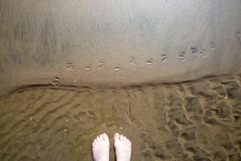 Abstract sand pattern with feet Stock-Fotos