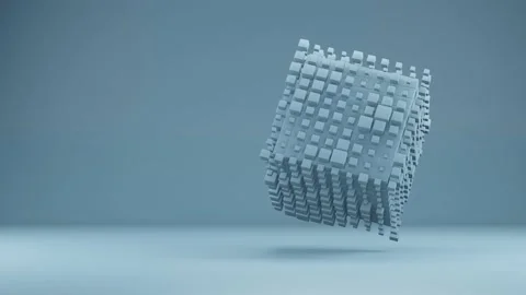 Abstract Satisfying Geometry Cube blue 3d Render Vídeo Stock 171809540