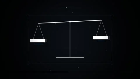 Abstract scale balance concept illustration on black background Stock Footage 344640469