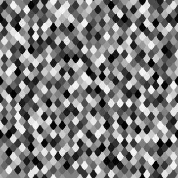 Abstract scale pattern. Monochrome squama texture. Grayscale seamless pattern Stock Illustration