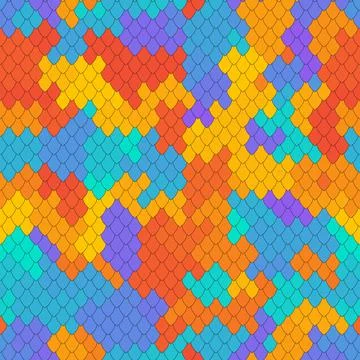 Abstract scale pattern. Rainbow squama texture. Colorful seamless pattern Illustrazione stock