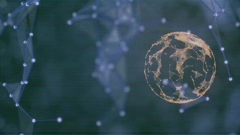 Abstract scape with connecting dots technology of fast speed of data transfer Stock Footage 121936344