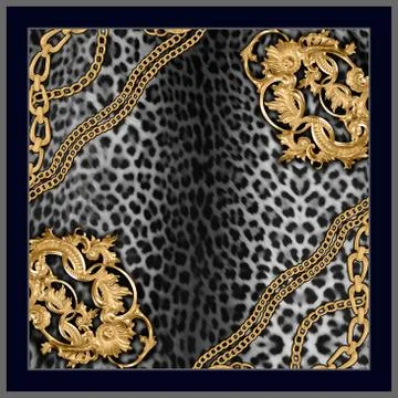 Abstract scarf pattern design with geometric. For textile printing. modern art f Stock Illustration