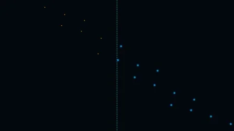 Abstract scatter plot showing a diagonal trend line against a black backgroun Stock Footage 338311247