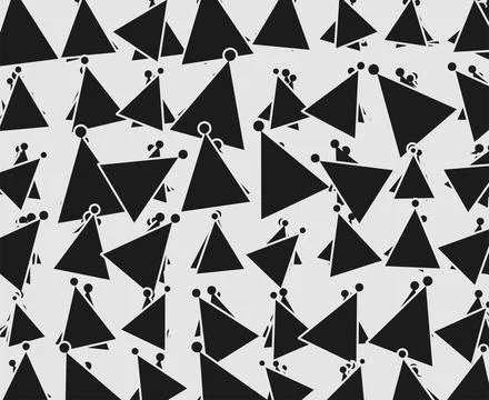 Abstract scattered triangle pattern with geometric black and white shapes Stock Illustration