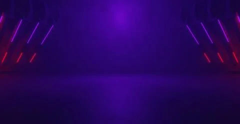 Abstract Scene Empty Background Scene Dark Room Neon Figures In The Dark With Иллюстрация