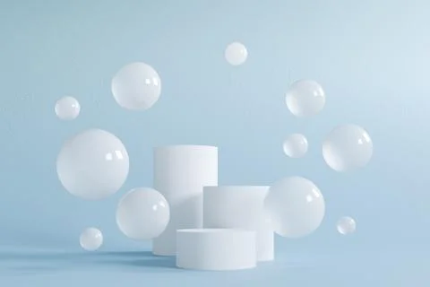 Abstract scene with geometric forms. Cylinder podium, stand on pastel light Stock Illustration