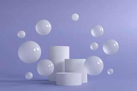Abstract scene with geometric forms. Cylinder podium, stand on pantone 2022 Stock Illustration