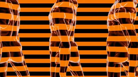An abstract scene of men spinning. Orange and black stripe. Stock Footage 195992402